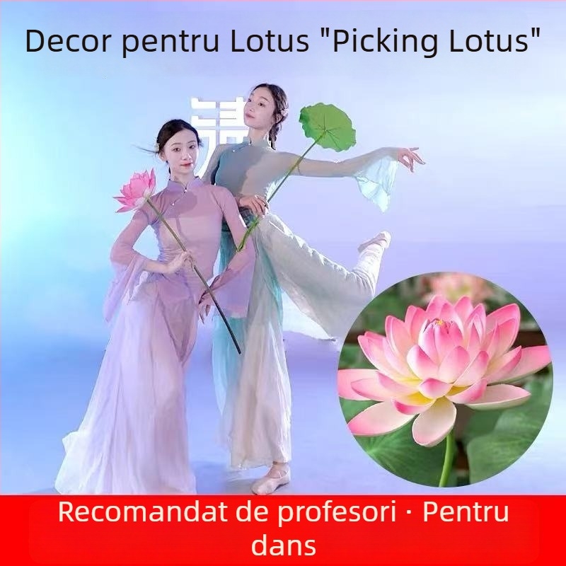 Prop de scenă: frunză de lotus și floare de lotus realistă pentru dans clasic, decor de scenă, recuzită pentru copii