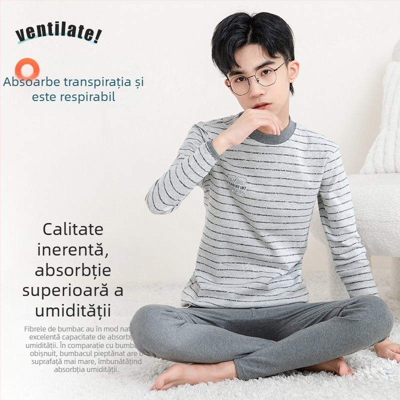 Set de termice pentru adolescenți băieți: topuri și pantaloni din bumbac, subțire, pentru toamnă și iarnă
