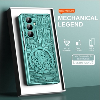 Carcasă pentru Samsung Galaxy Z Fold7 cu design mecanic legendar electroplating și protecție pentru ceas | Material PC; Electroplating; Rezistent la șocuri; Magnetic; Anti-uzură; Anti-amprentă