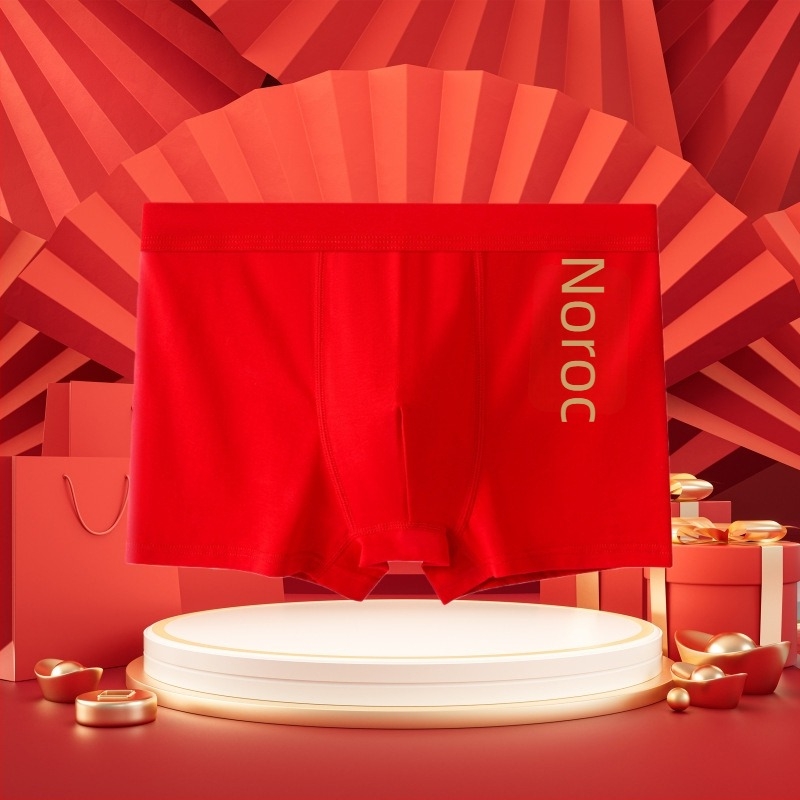 Boxeri pentru bărbați din bumbac, antibacterieni, cu motivul anului zodiacal 2025, talie medie, model text