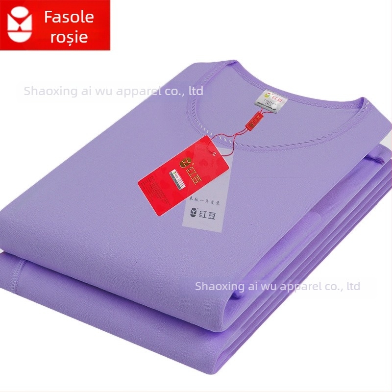 Set termic din bumbac 100% pentru femei, țesătură groasă 201–250 g/m², guler rotund, mâneci lungi, fără cusături