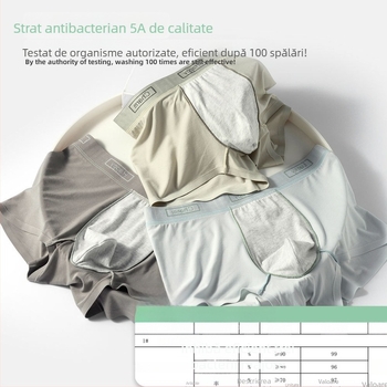 Boxeri pentru bărbați din Lensing Modal, cu căptușeală de 100% bumbac în zona inghinală, respirabili, antibacterieni, talie medie, model cu combinație de culori și text