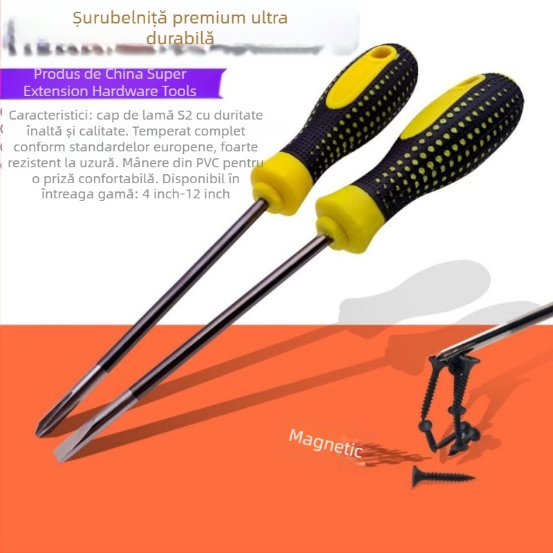 Șurubelniță cu cap cruce, corp din plastic, mâner din oțel aliat crom-vanadiu