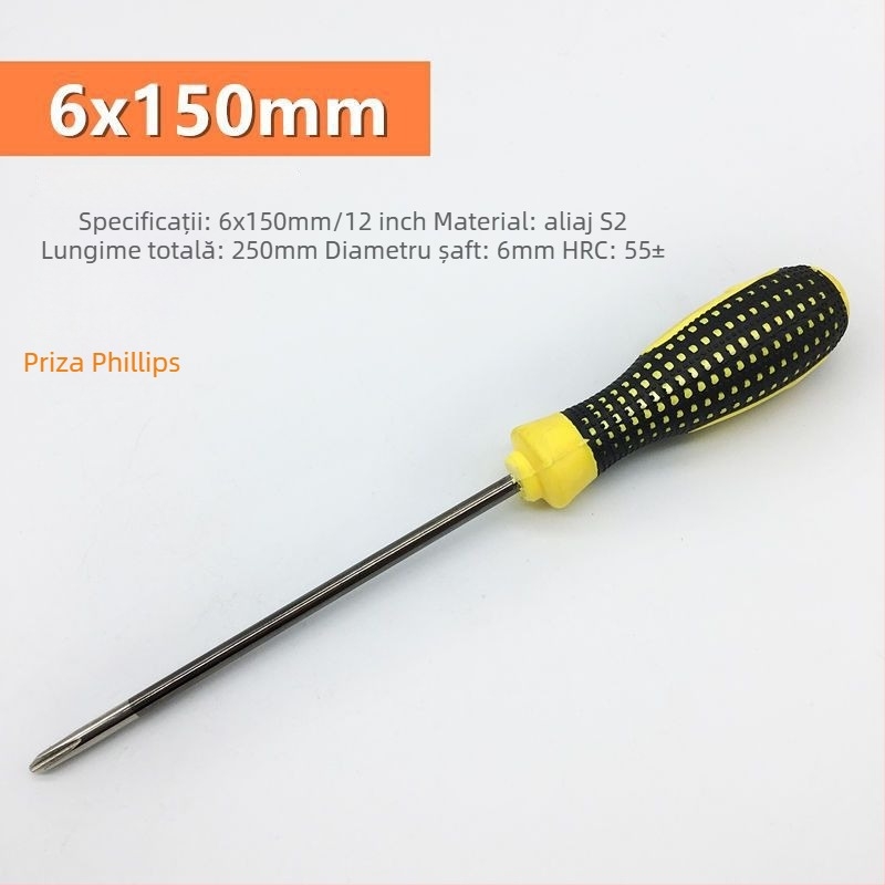 Șurubelniță cu cap cruce, corp din plastic, mâner din oțel aliat crom-vanadiu