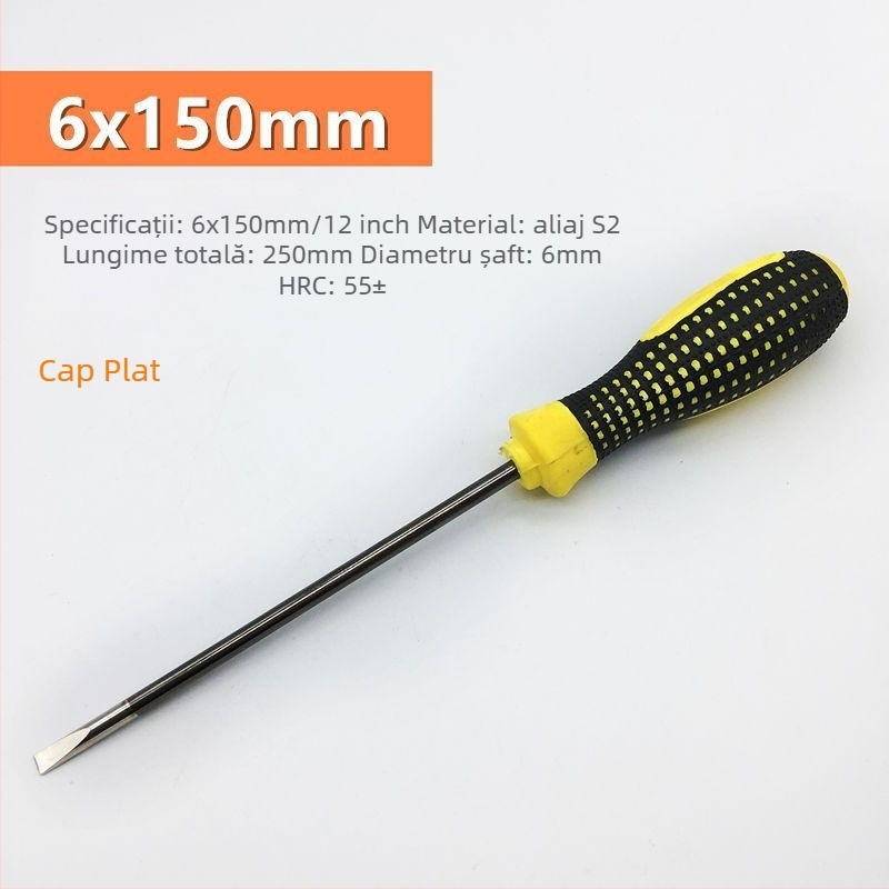 Șurubelniță cu cap cruce, corp din plastic, mâner din oțel aliat crom-vanadiu