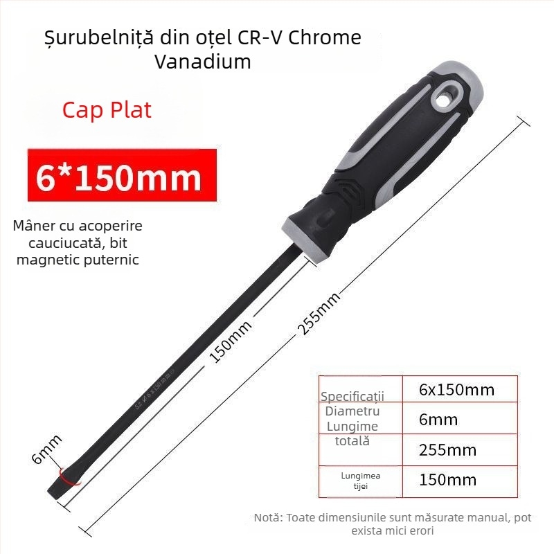 Șurubelniță cu cap cruce, corp din plastic, mâner din oțel aliat crom-vanadiu