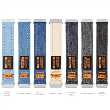 Beautiful Mountain curea Denim Canvas în stil sport pentru Huawei GT5/GT4/Pro/3, 20mm/22mm, închidere Velcro, greutate 14.6 g