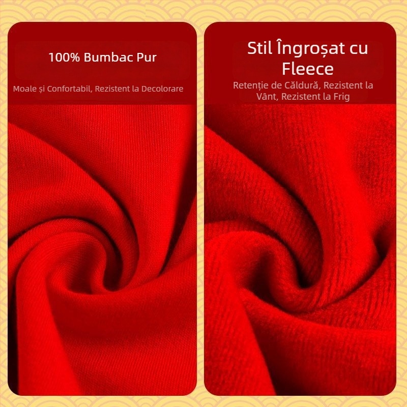 Set de lenjerie termică pentru copii, Anul Șarpelui, roșu, căptușit cu fleece și gros, top și bottom, pentru 12 ani