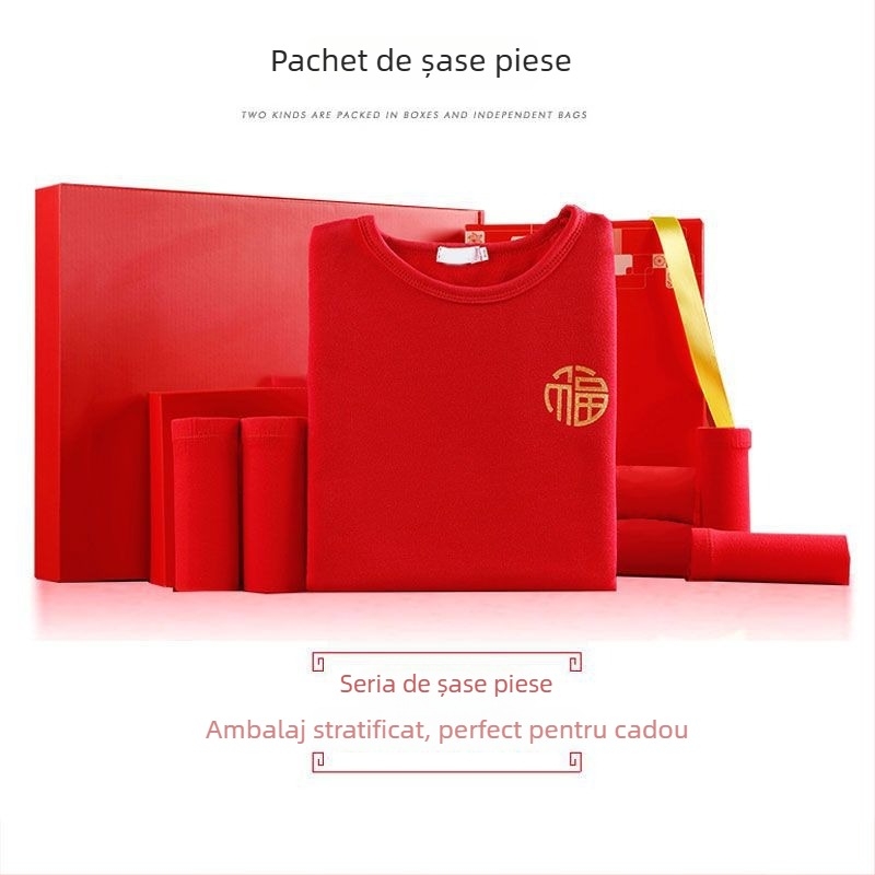 Set de lenjerie termică pentru copii, Anul Șarpelui, roșu, căptușit cu fleece și gros, top și bottom, pentru 12 ani