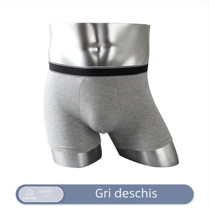 Boxer briefs pentru bărbați din bumbac, respirabili, talie medie, uni, 95–100% bumbac