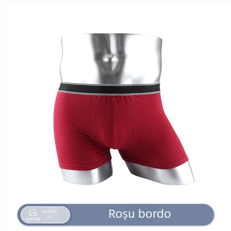 Boxer briefs pentru bărbați din bumbac, respirabili, talie medie, uni, 95–100% bumbac