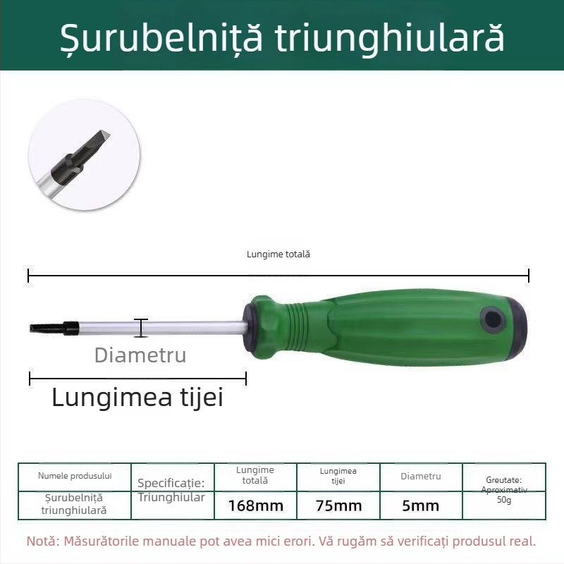 Șurubelniță specială cu vârfuri multiple: în formă U, cruce interioară, în formă Y, cruce Plum Blossom, triunghiulară; oțel Cr-V, neizolată, 60 g