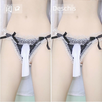 Set de tanga din dantelă, transparent, cu crotch deschis, ultra-subțire