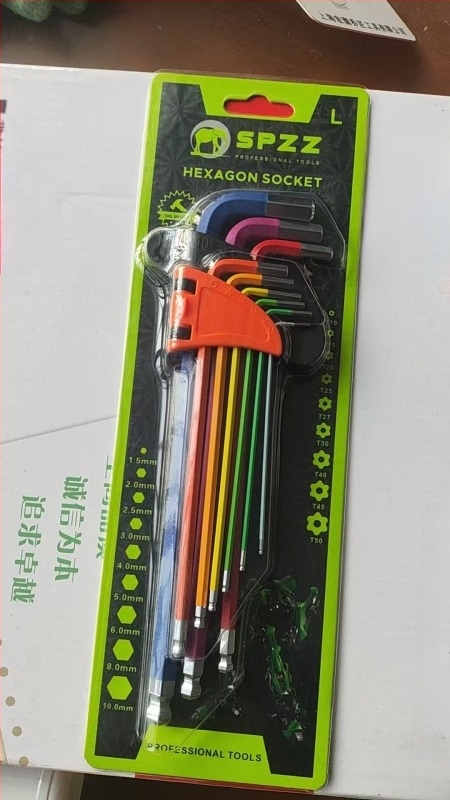 Set de 9 chei hexagonale cu capete sferice, capete hexagonale interne, oțel crom-nickel