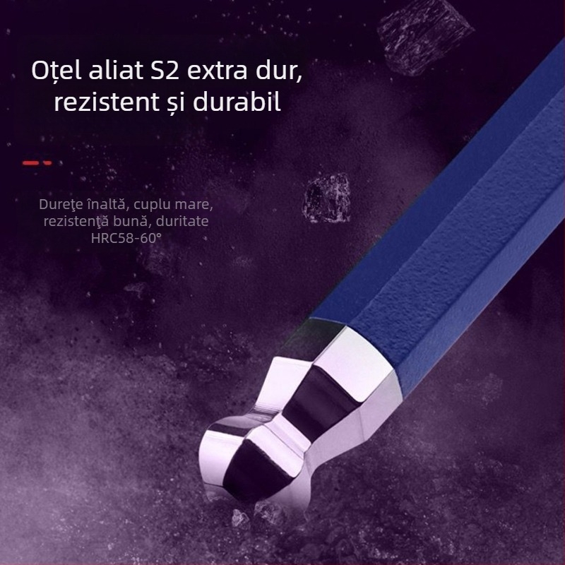 Set de 9 chei hexagonale cu capete sferice, capete hexagonale interne, oțel crom-nickel