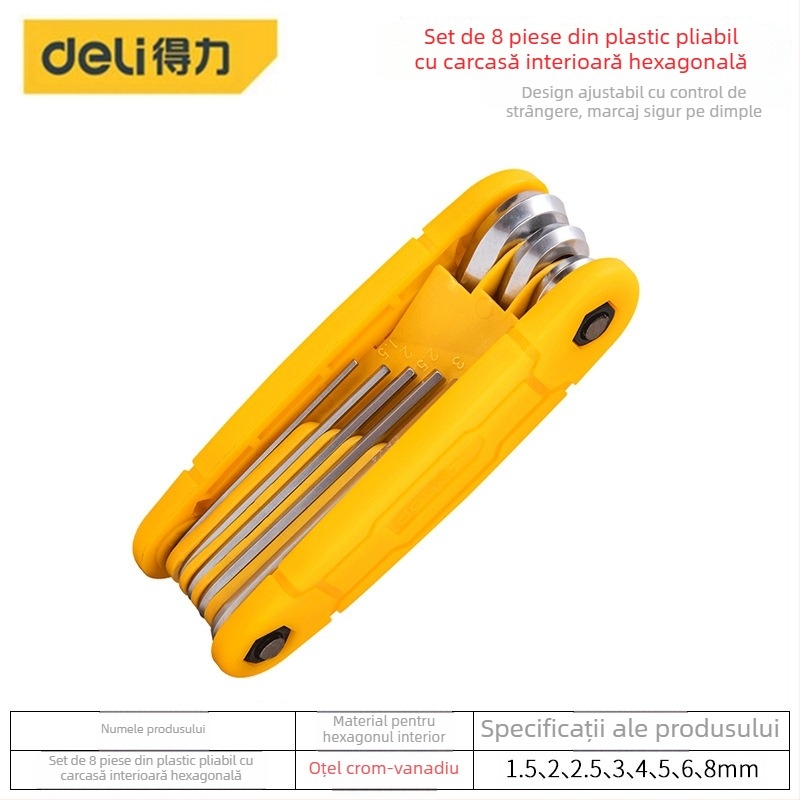 Set chei Allen hexagonale interne, metrice, din oțel crom-vanadiu/S2, nichelat, cap L cu ball head, șurubelniță multifuncțională