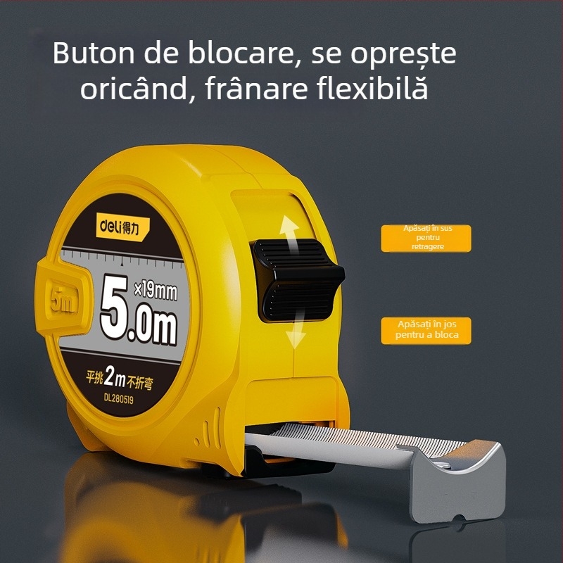 Deli ruletă metrică din oțel, telescopică, pentru tâmplărie și uz casnic