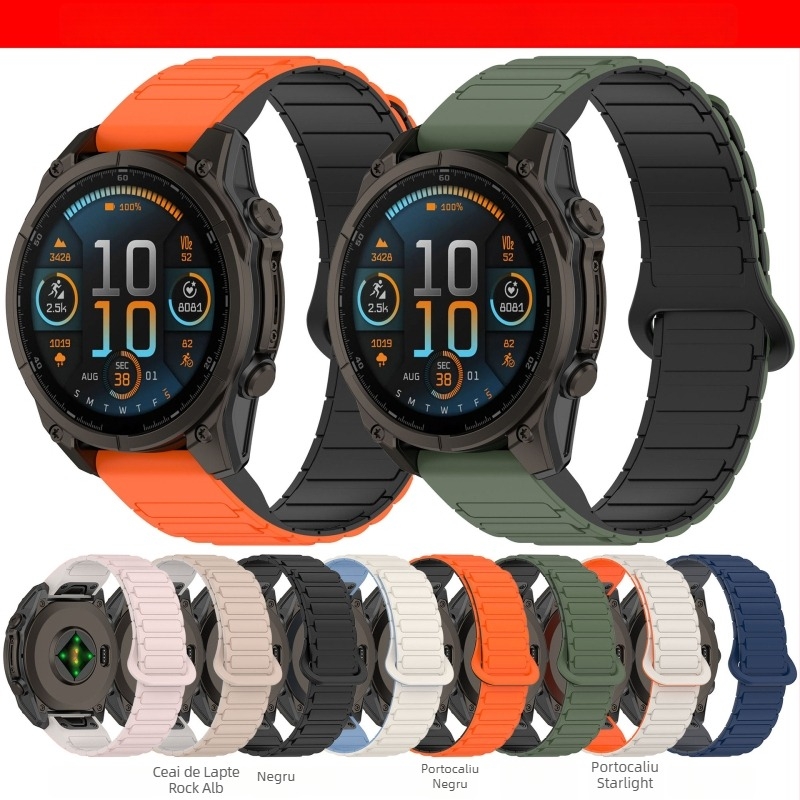 Brat de ceas Tough pentru Garmin Fenix 5/6/7/8, cu eliberare rapidă magnetică, 20/22/26 mm