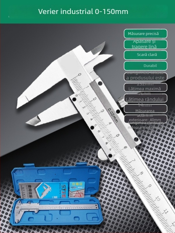 Caliper Vernier cu afișaj digital - înaltă precizie, oțel inoxidabil, clasă industrială, măsurare înălțime și adâncime