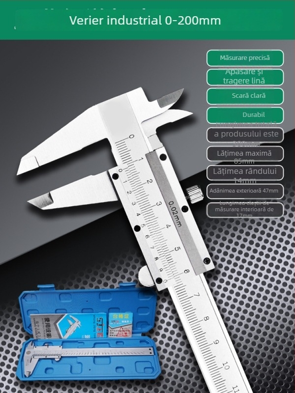 Caliper Vernier cu afișaj digital - înaltă precizie, oțel inoxidabil, clasă industrială, măsurare înălțime și adâncime