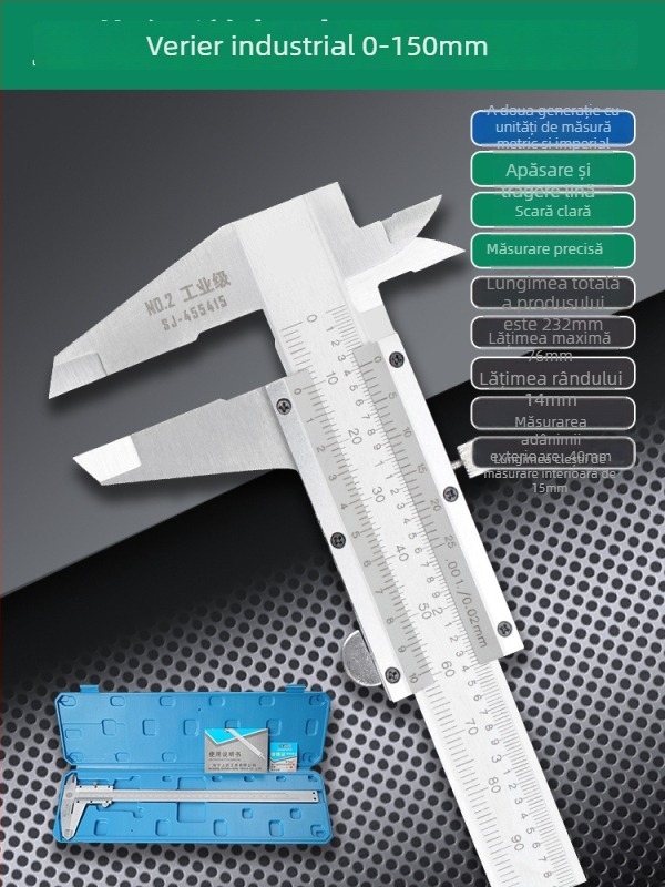 Caliper Vernier cu afișaj digital - înaltă precizie, oțel inoxidabil, clasă industrială, măsurare înălțime și adâncime