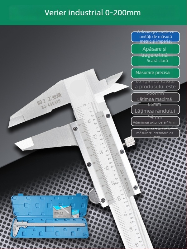 Caliper Vernier cu afișaj digital - înaltă precizie, oțel inoxidabil, clasă industrială, măsurare înălțime și adâncime