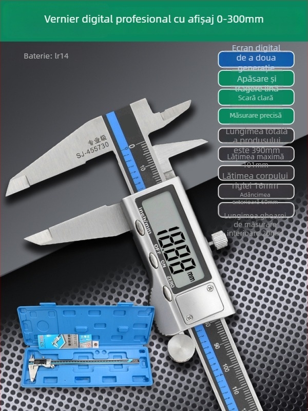 Caliper Vernier cu afișaj digital - înaltă precizie, oțel inoxidabil, clasă industrială, măsurare înălțime și adâncime