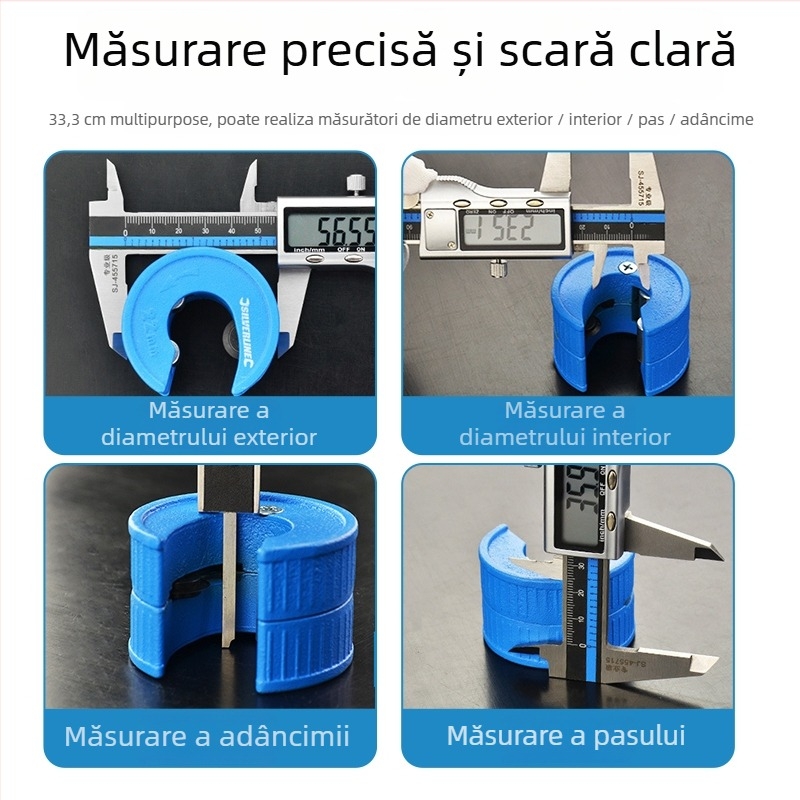 Caliper Vernier cu afișaj digital - înaltă precizie, oțel inoxidabil, clasă industrială, măsurare înălțime și adâncime