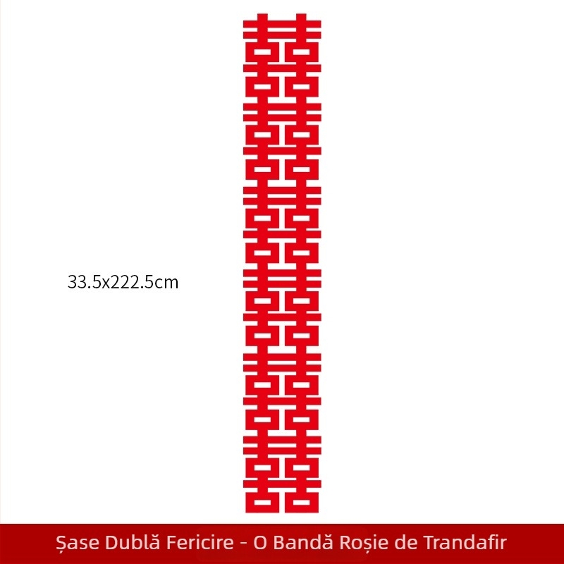 Prop pentru selfie de mireasă – bandă lungă cu simbolul fericirii duble, din felt, brand Xiyouji, categorie cuvânt fericit, neimportat