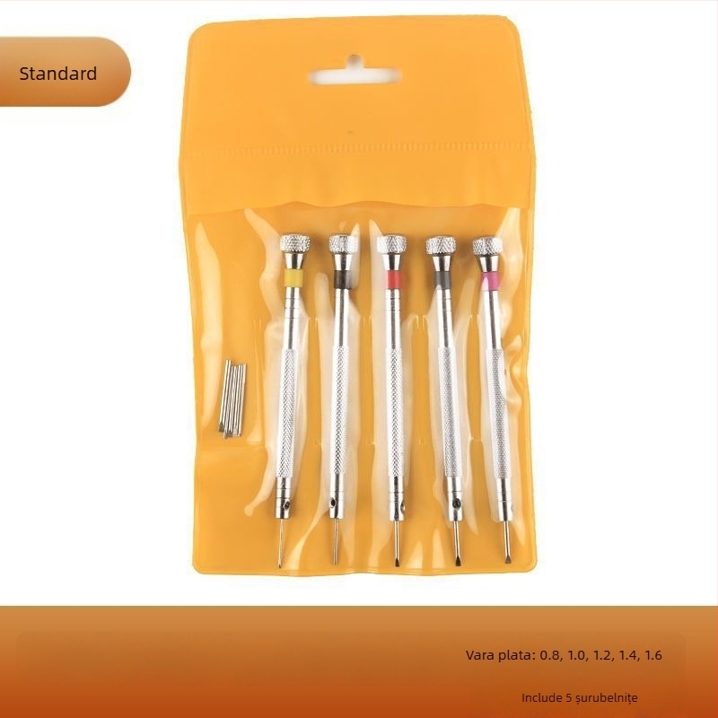 Set de unelte pentru repararea ceasurilor – șurubelnițe cu cap plat și Philips, demontarea capacului din spate, reglarea curelei (Brand: Unique)