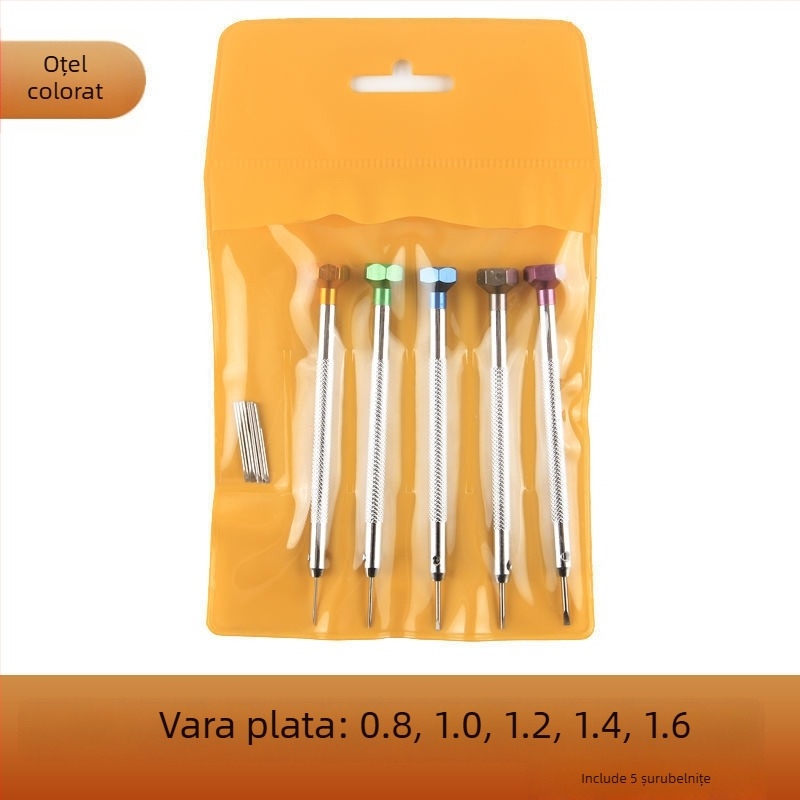 Set de unelte pentru repararea ceasurilor – șurubelnițe cu cap plat și Philips, demontarea capacului din spate, reglarea curelei (Brand: Unique)