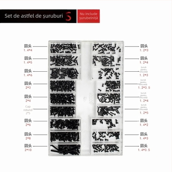 Set de șuruburi micro pentru ceasuri, rame de ochelari și laptopuri — oțel carbon, standard Gb834