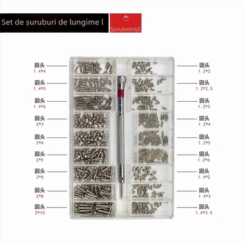 Set de șuruburi micro pentru ceasuri, rame de ochelari și laptopuri — oțel carbon, standard Gb834