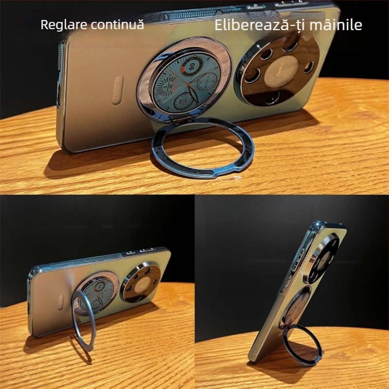 Husă pentru telefon cu suport magnetic pentru Huawei Mate60Pro — textură din piele, finisaj electroplacat, rezistentă la șocuri, cu posibilitate de personalizare