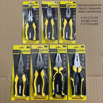 Set de clește Jun Ding: clește cu vârf subțire, clește diagonal, clește pentru sârmă, clește cu încuietoare; variante de greutate și lungime a gurilor