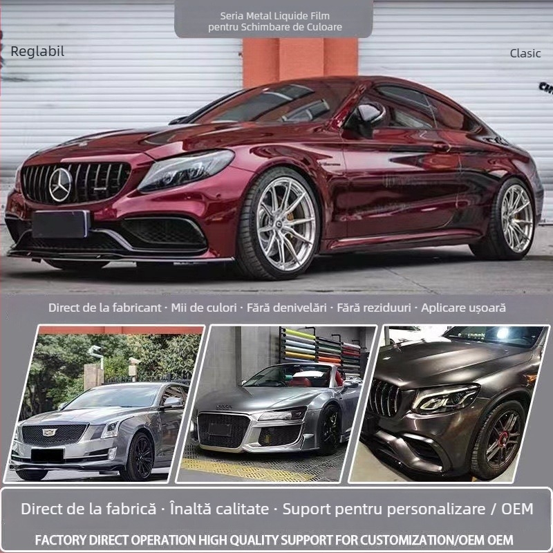 Folie de înfășurare pentru mașină cu finisaj metal lichid, material PVC, marcă Altă, garanție 2 ani