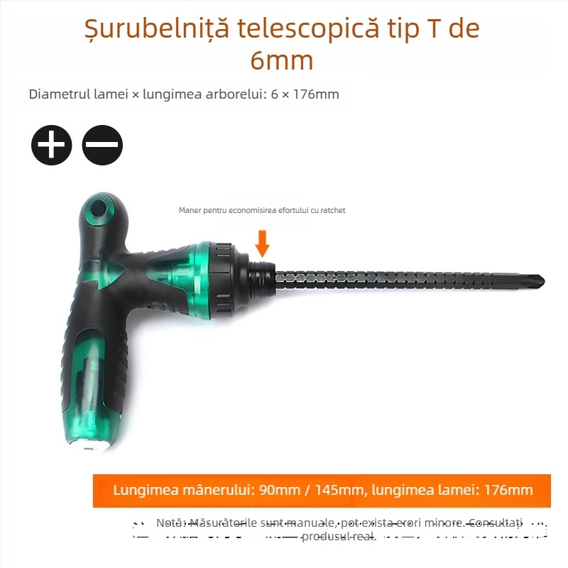Set de șurubelnițe cu capete duble și șurubelniță mică retractabilă; Torx, Phillips și șurubelniță plată; oțel CR-V, magnetic, fără izolație, mâner PP, greutate 0.1