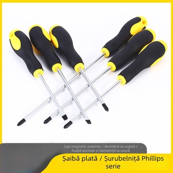 Henglida mini șurubelniță magnetică cu cap cruce și mâner din două materiale, din oțel carbon