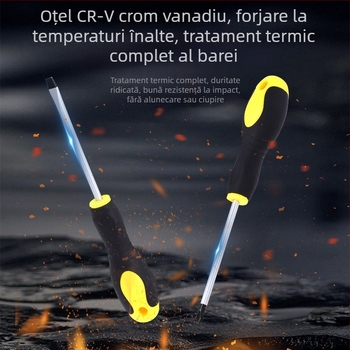 Henglida mini șurubelniță magnetică cu cap cruce și mâner din două materiale, din oțel carbon