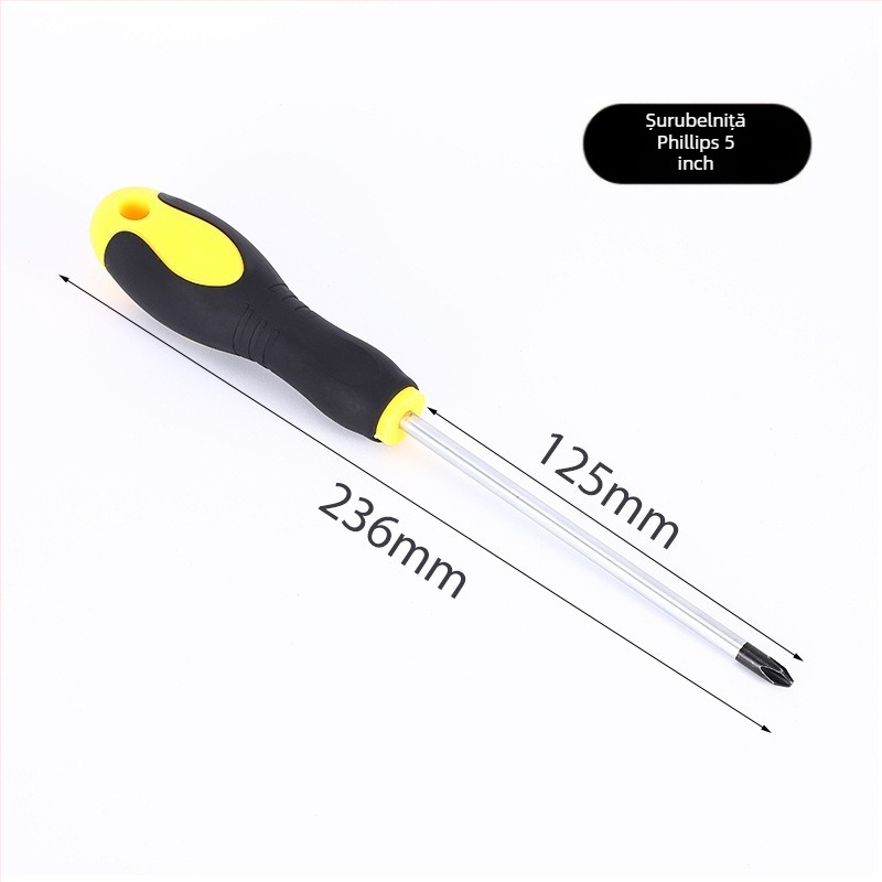 Henglida mini șurubelniță magnetică cu cap cruce și mâner din două materiale, din oțel carbon