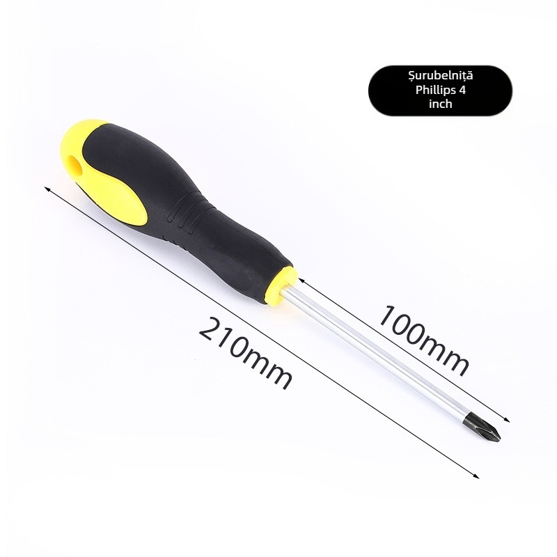 Henglida mini șurubelniță magnetică cu cap cruce și mâner din două materiale, din oțel carbon