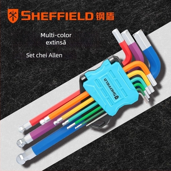 Steel Shield Set chei Allen, din oțel crom-vanadiu, duritate înaltă, cap hexagonal intern, extins