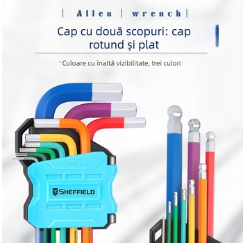 Steel Shield Set chei Allen, din oțel crom-vanadiu, duritate înaltă, cap hexagonal intern, extins