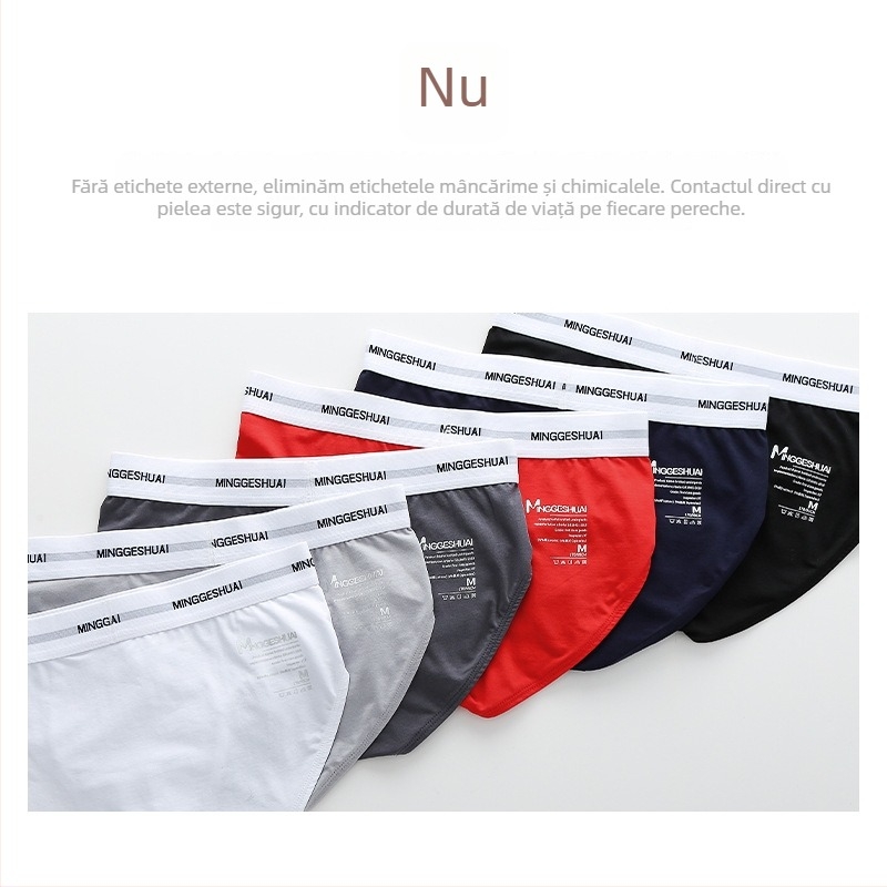 Boxeri bărbați din bumbac, respirabili, tricotate, talie medie