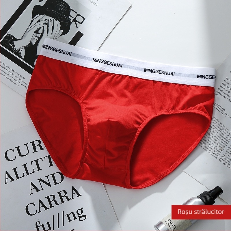 Boxeri bărbați din bumbac, respirabili, tricotate, talie medie