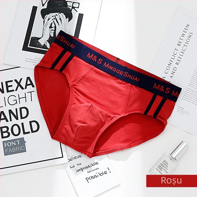 Boxeri bărbați din bumbac, respirabili, tricotate, talie medie