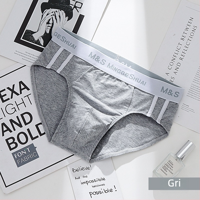 Boxeri bărbați din bumbac, respirabili, tricotate, talie medie