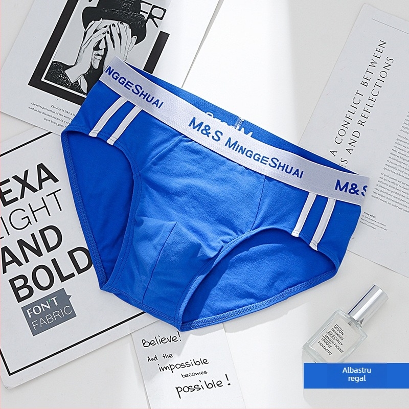 Boxeri bărbați din bumbac, respirabili, tricotate, talie medie