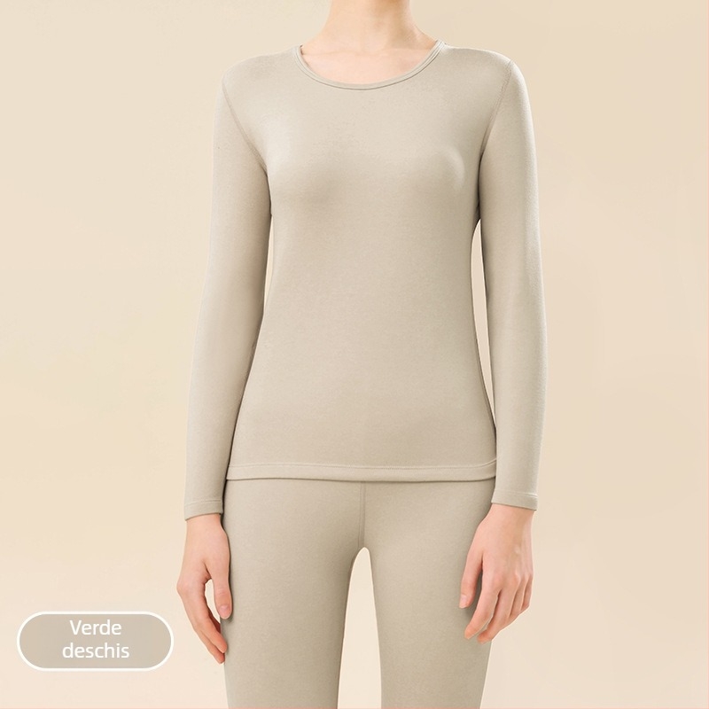 Set de lenjerie termică din lână, plăcut la atingere, gros 251–300 g/m², guler rotund, mâneci lungi, top și pantaloni, strat de bază unic pentru toamnă-iarnă, unisex