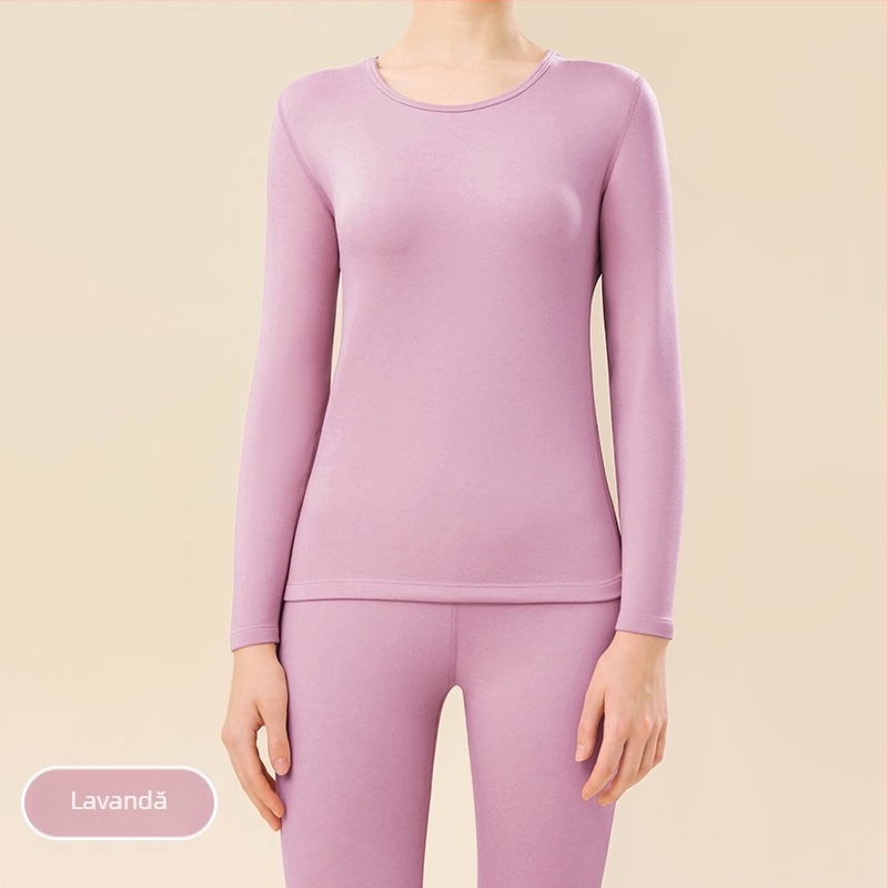 Set de lenjerie termică din lână, plăcut la atingere, gros 251–300 g/m², guler rotund, mâneci lungi, top și pantaloni, strat de bază unic pentru toamnă-iarnă, unisex